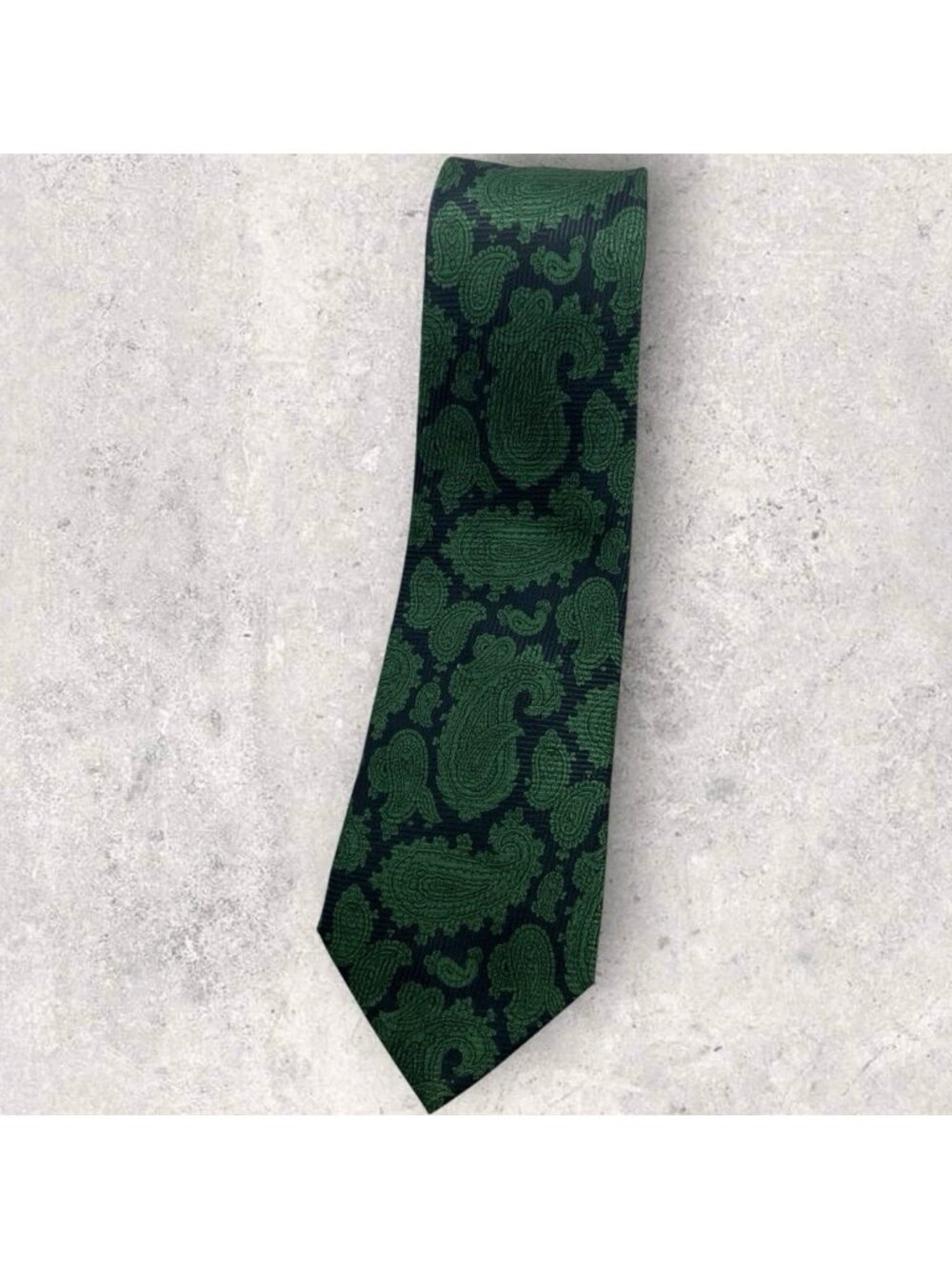 FERRARI Silk Tie SPAIN Navy Green Paisley W:3.6" EUC